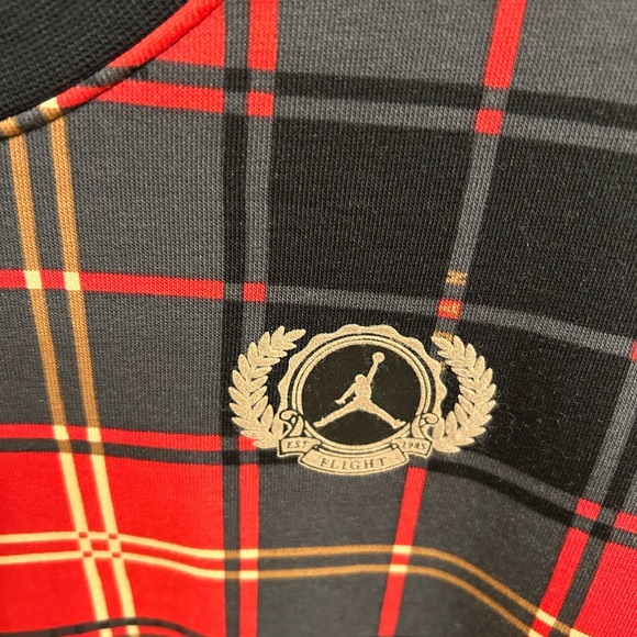 NWT Nike Jordan Brooklyn Plaid Fleece Loose Fit Crew Sweatshirt Women’s - Picture 6 of 7